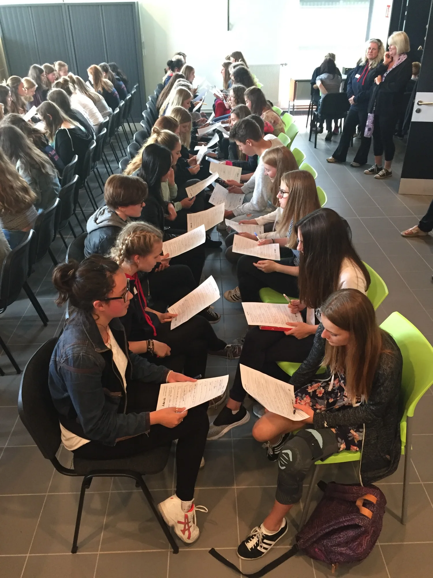 Students taking part in a language activity session